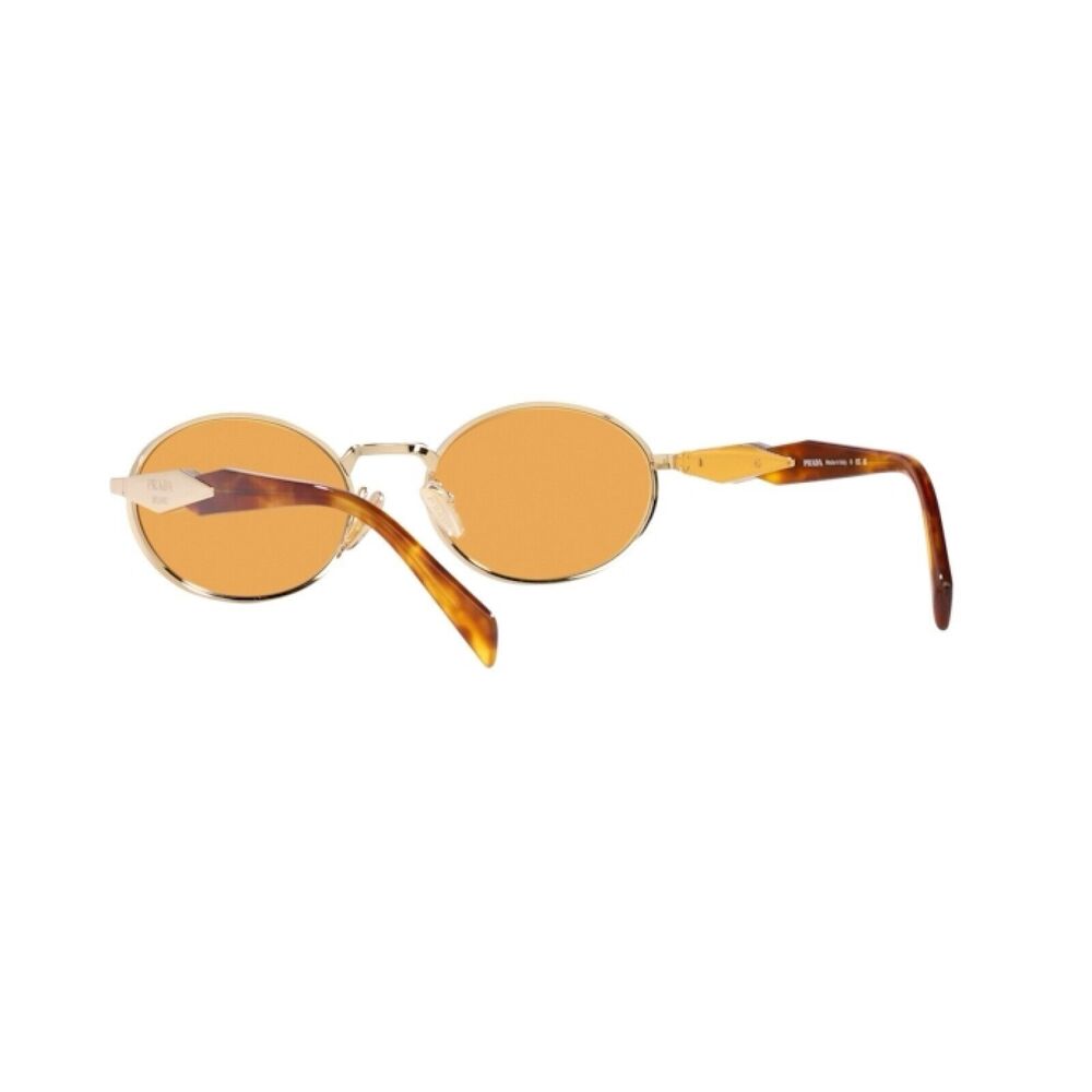 PRADA PR 65ZS ZVN02Z Pale Gold Orange Lenses Sunglasses Unisex AUTHENTIC - Picture 6 of 11